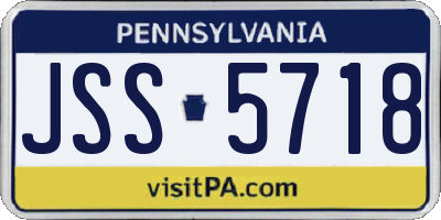 PA license plate JSS5718