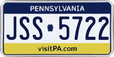 PA license plate JSS5722