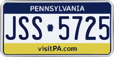 PA license plate JSS5725