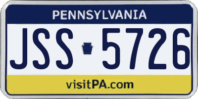 PA license plate JSS5726