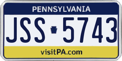 PA license plate JSS5743