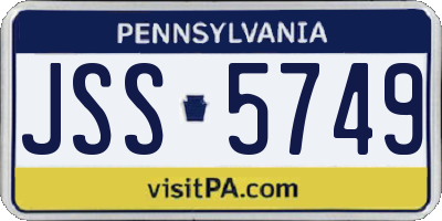 PA license plate JSS5749