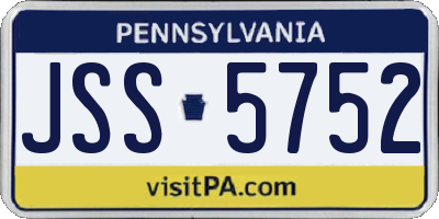 PA license plate JSS5752
