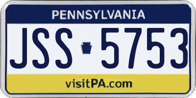 PA license plate JSS5753