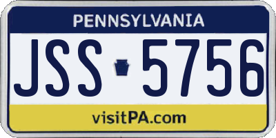 PA license plate JSS5756
