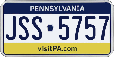 PA license plate JSS5757