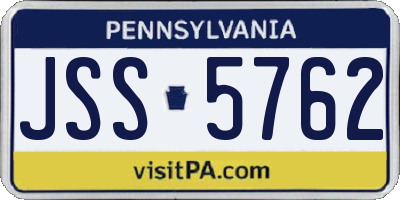 PA license plate JSS5762