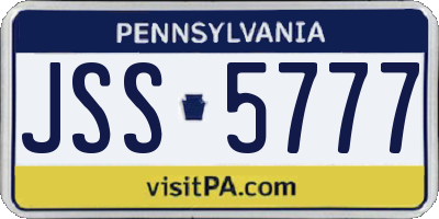 PA license plate JSS5777