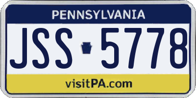 PA license plate JSS5778