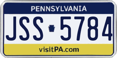 PA license plate JSS5784