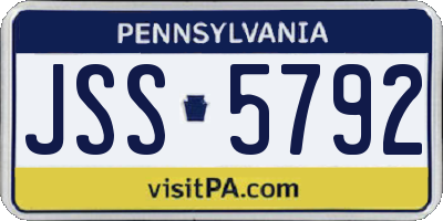 PA license plate JSS5792