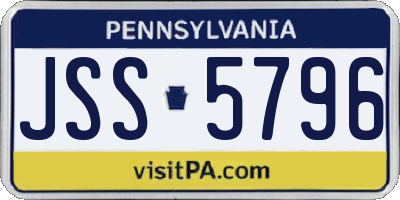 PA license plate JSS5796