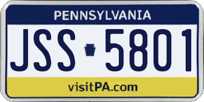 PA license plate JSS5801