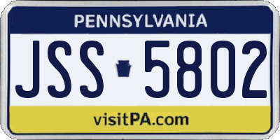 PA license plate JSS5802