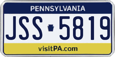 PA license plate JSS5819