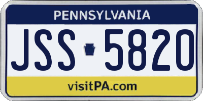 PA license plate JSS5820