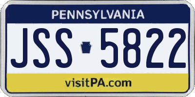 PA license plate JSS5822