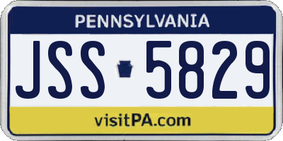 PA license plate JSS5829