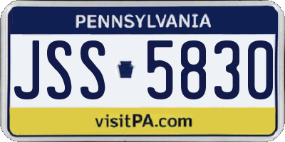 PA license plate JSS5830