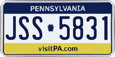 PA license plate JSS5831