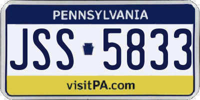 PA license plate JSS5833
