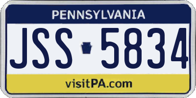 PA license plate JSS5834