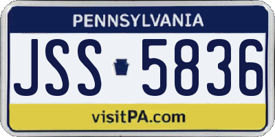 PA license plate JSS5836
