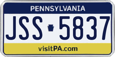 PA license plate JSS5837