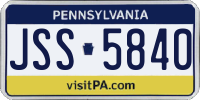 PA license plate JSS5840