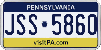 PA license plate JSS5860