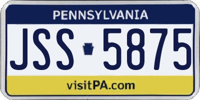PA license plate JSS5875