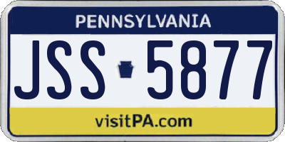 PA license plate JSS5877