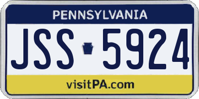 PA license plate JSS5924