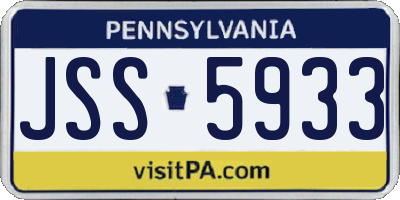 PA license plate JSS5933