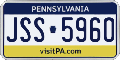 PA license plate JSS5960