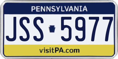 PA license plate JSS5977