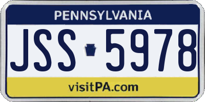 PA license plate JSS5978