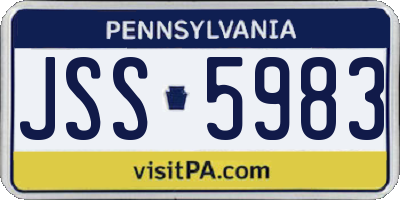 PA license plate JSS5983
