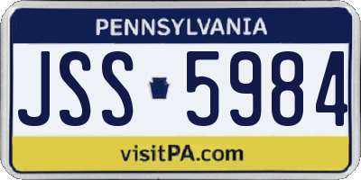 PA license plate JSS5984