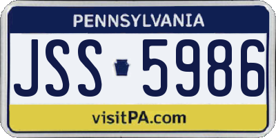 PA license plate JSS5986