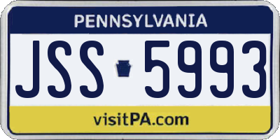 PA license plate JSS5993
