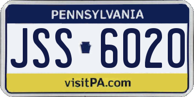 PA license plate JSS6020