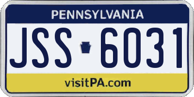 PA license plate JSS6031