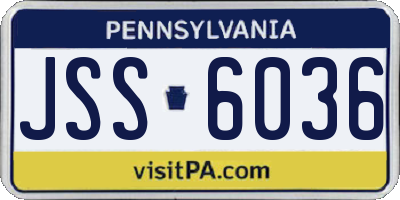 PA license plate JSS6036