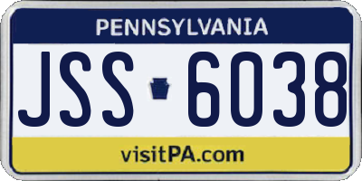 PA license plate JSS6038