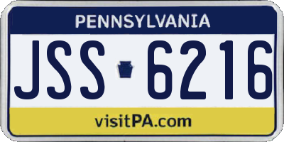 PA license plate JSS6216