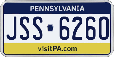 PA license plate JSS6260