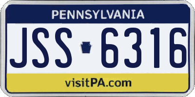 PA license plate JSS6316