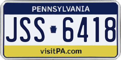 PA license plate JSS6418