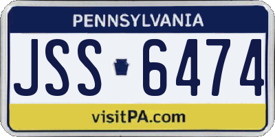 PA license plate JSS6474